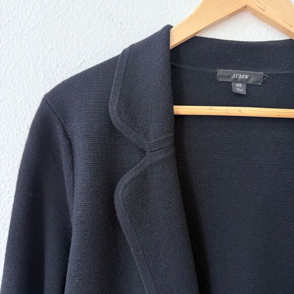 J. Crew Women's Size XS Merino Wool Blend Black Open Front Sweater Blazer - Picture 3 of 9